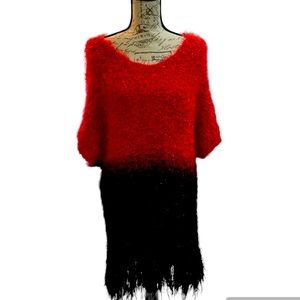 Besca vintage 80’s sweater dress coral and black ombré no size runs large to xl